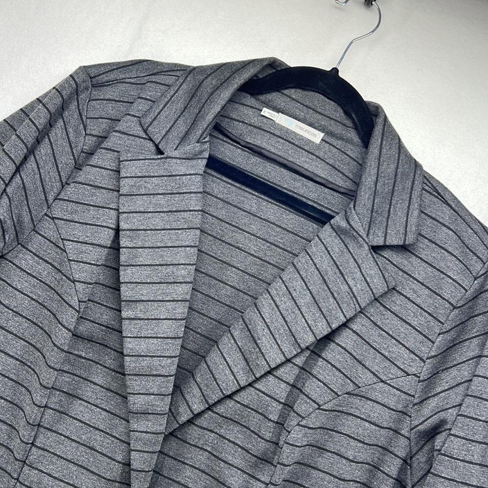 Maurices Striped Cropped Blazer w/Ruched Sleeves